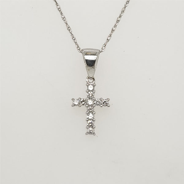 14kt White Gold Diamond Cross Pendant