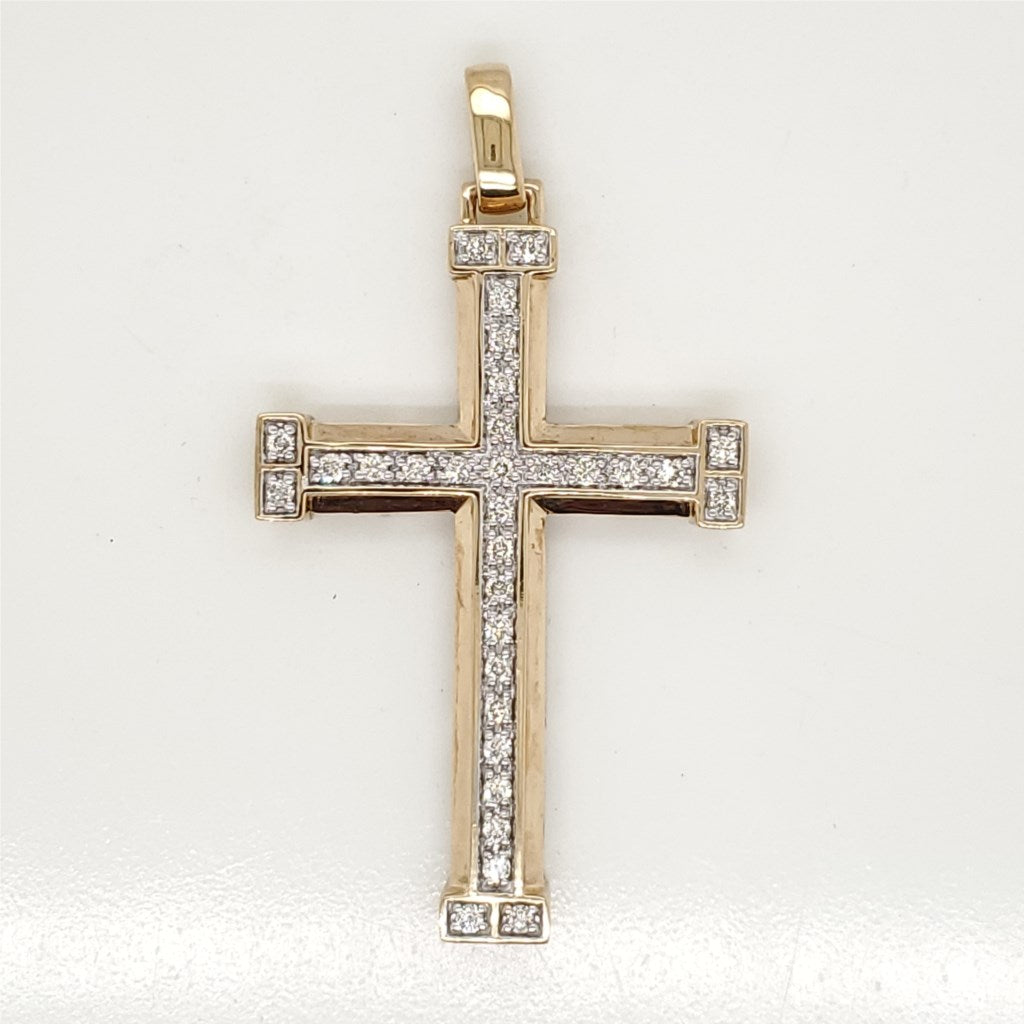 10kt Yellow Gold Diamond Cross Pendant