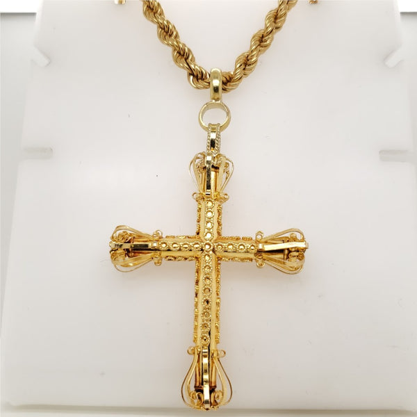 Vintage 18Kt Yellow Gold Cross Pendant Necklace
