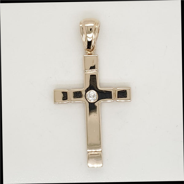 14kt Yellow Gold and Diamond Cross Pendant