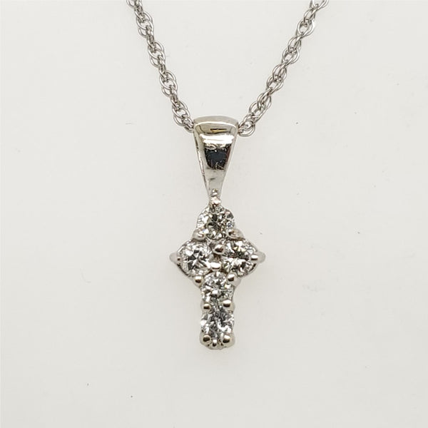 14kt White Gold and Diamond Cross Pendant Necklace