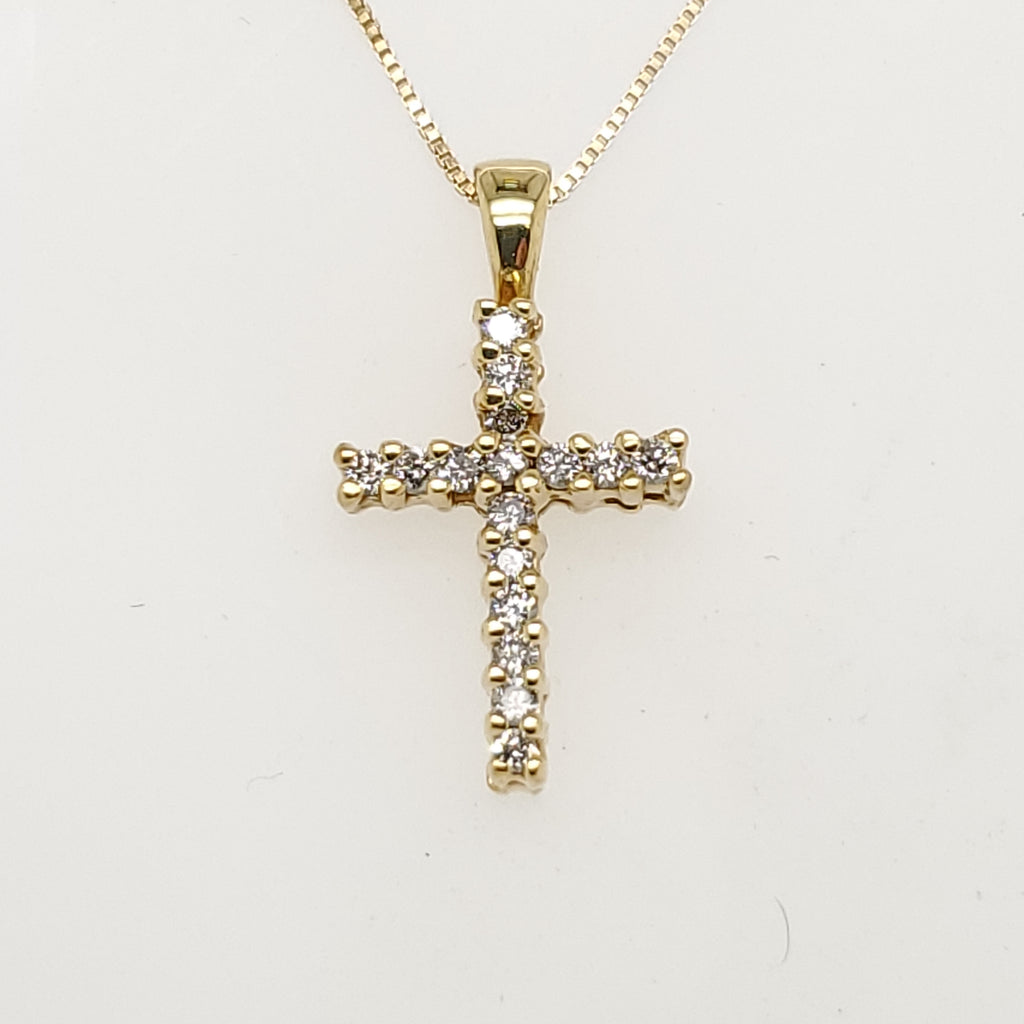 18kt Yellow Gold and Diamond Cross