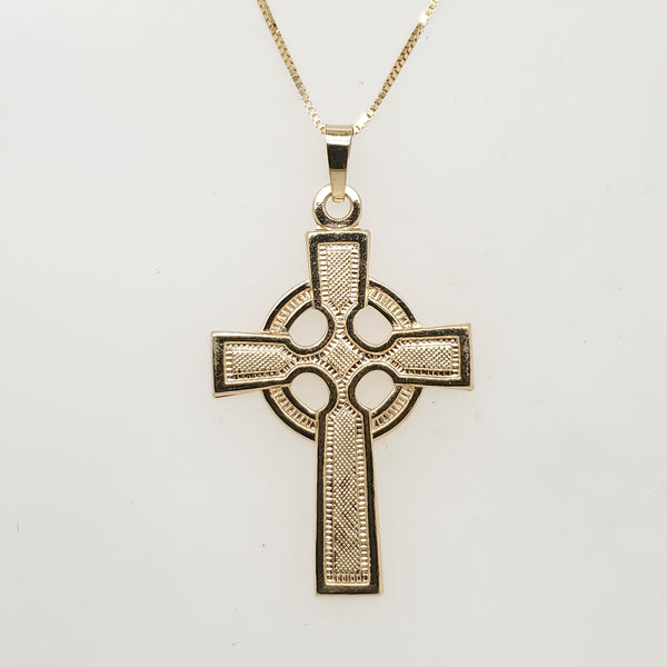 14kt Yellow Gold Celtic Cross Pendant Necklace
