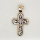 14kt Yellow and White Gold  Reversible Filigree Cross Pendant