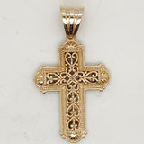 14kt Yellow and White Gold  Reversible Filigree Cross Pendant