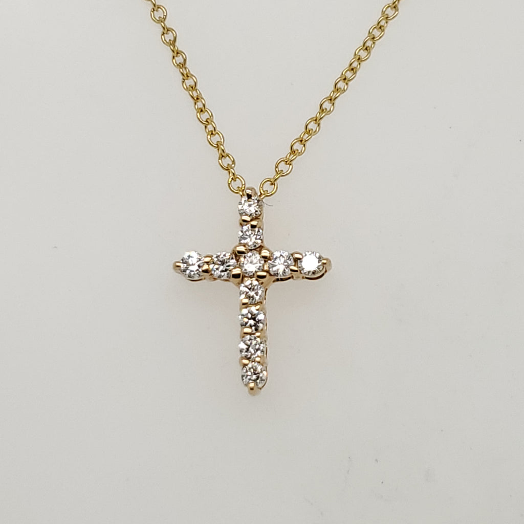 Effy 14kt Yellow Gold Diamond Cross Pendant