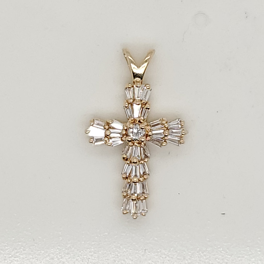 14kt Yellow gold Diamond Cross Pendant