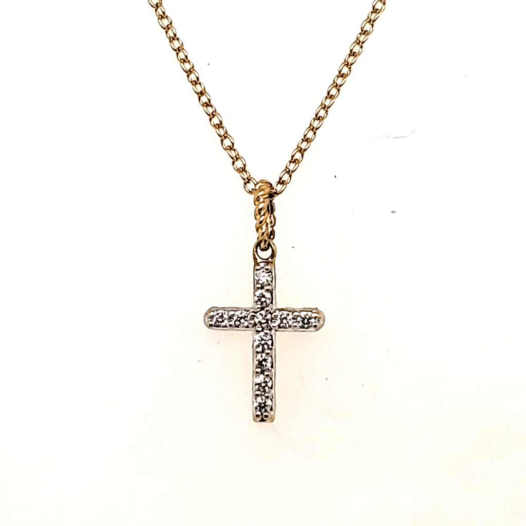 Pre-owned David Yurman 18kt Yellow Gold and Diamond Cross