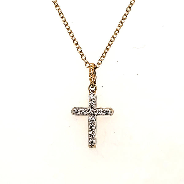 Pre-owned David Yurman 18kt Yellow Gold and Diamond Cross