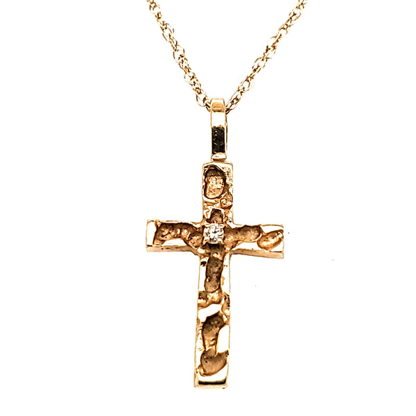 14kt Gold Diamond Cross Pendant