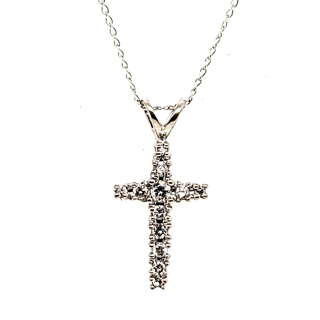 14kt White Gold Diamond Cross Pendant