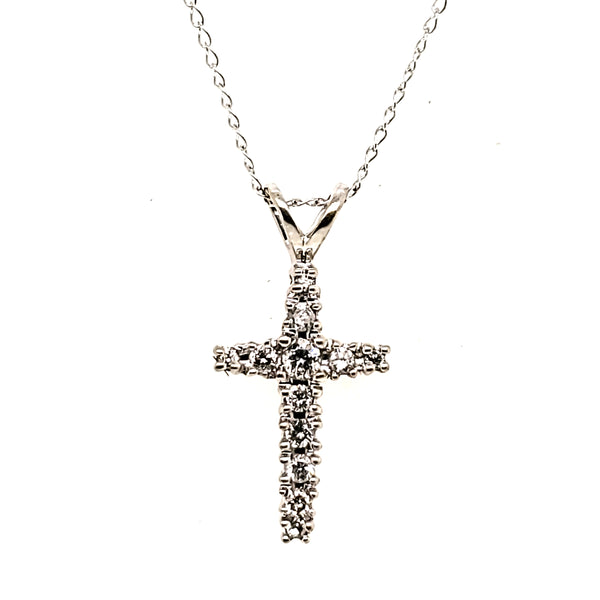 14kt White Gold Diamond Cross Pendant