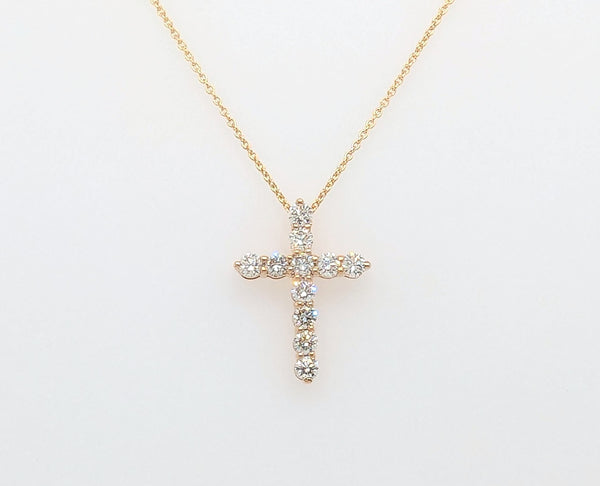 14K Yellow Gold Diamond Cross Necklace
