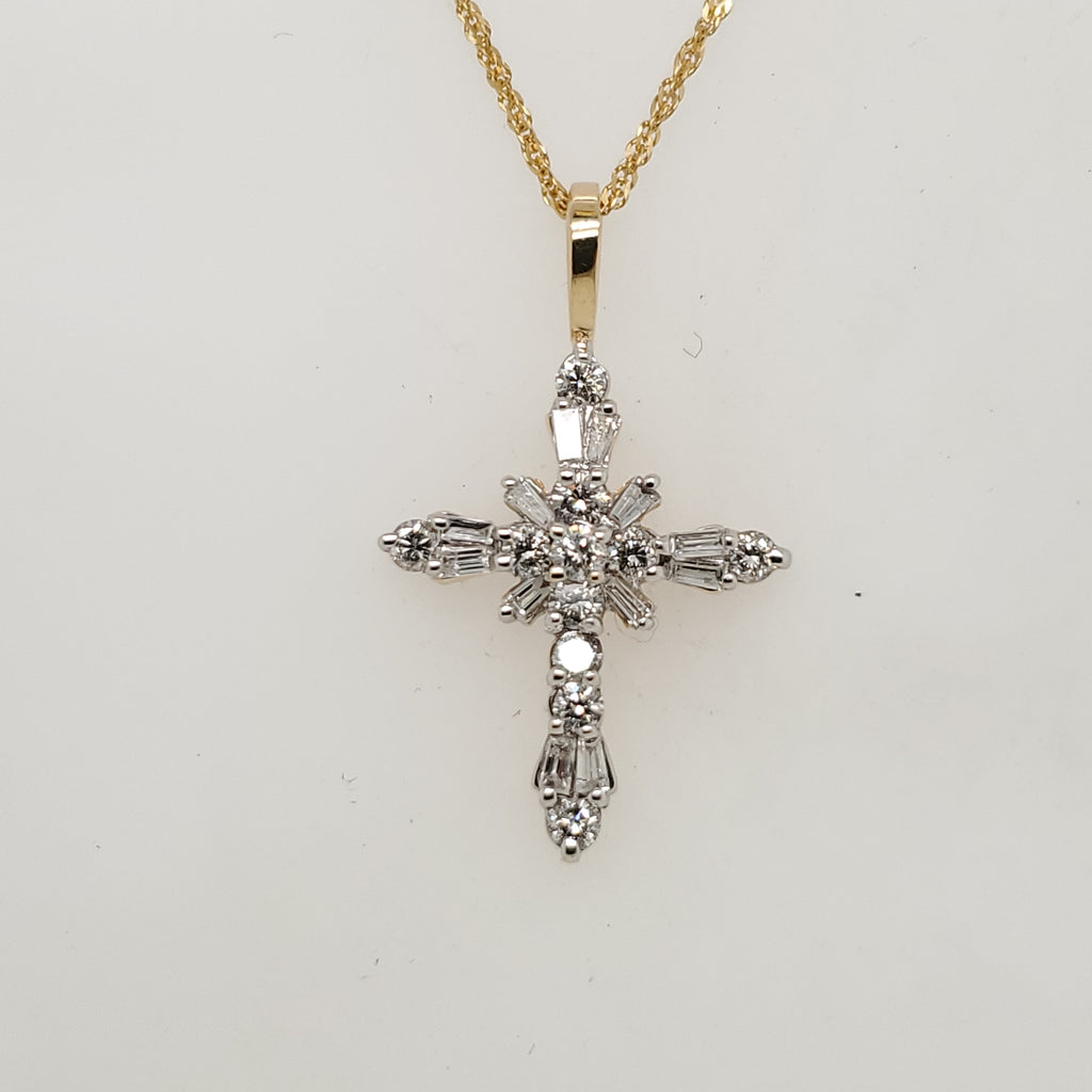 14kt Yellow Gold Diamond Cross Pendant