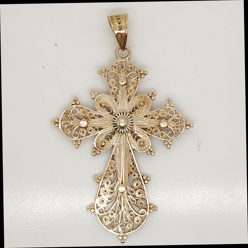14kt Yellow Gold Etruscan Revival Cross Pendant