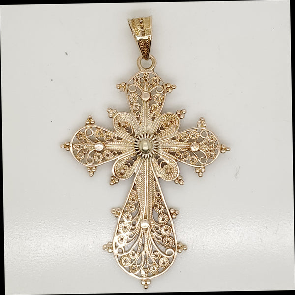 14kt Yellow Gold Etruscan Revival Cross Pendant