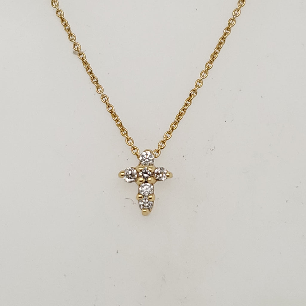 Roberto Coin 18Kt Yellow Gold Tiny Treasures Diamond Cross