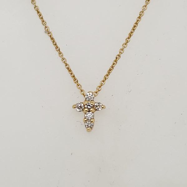 Roberto Coin 18Kt Yellow Gold Tiny Treasures Diamond Cross