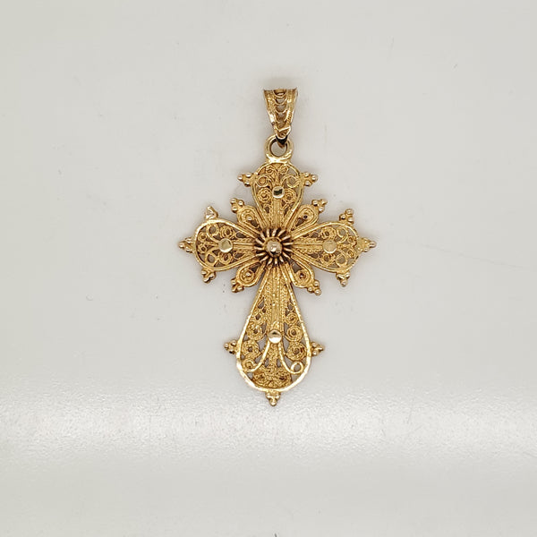 14kt Yellow Gold Etruscan Revival Cross Pendant