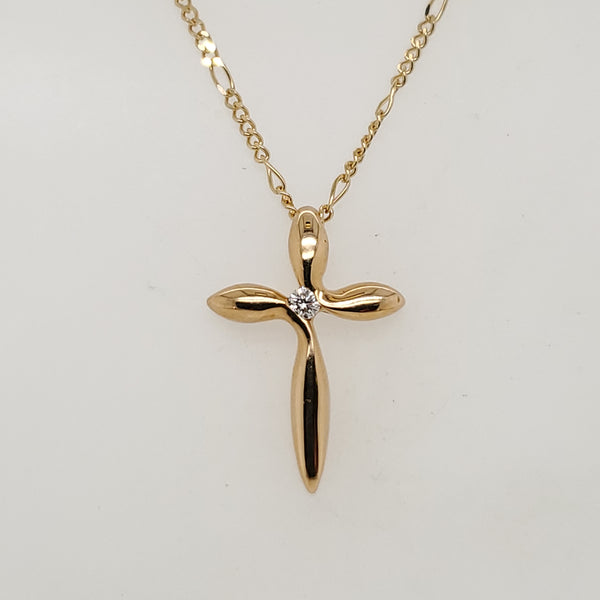 14kt Gold Diamond Cross Pendant