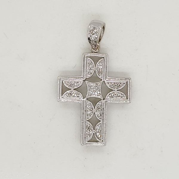 14kt White Gold Diamond Cross Pendant