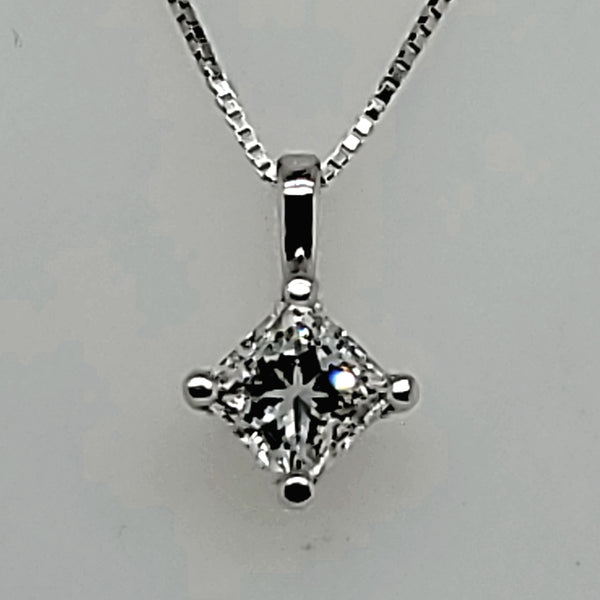 1.02 Carat Princess Cut Diamond Solitaire Pendant Necklace