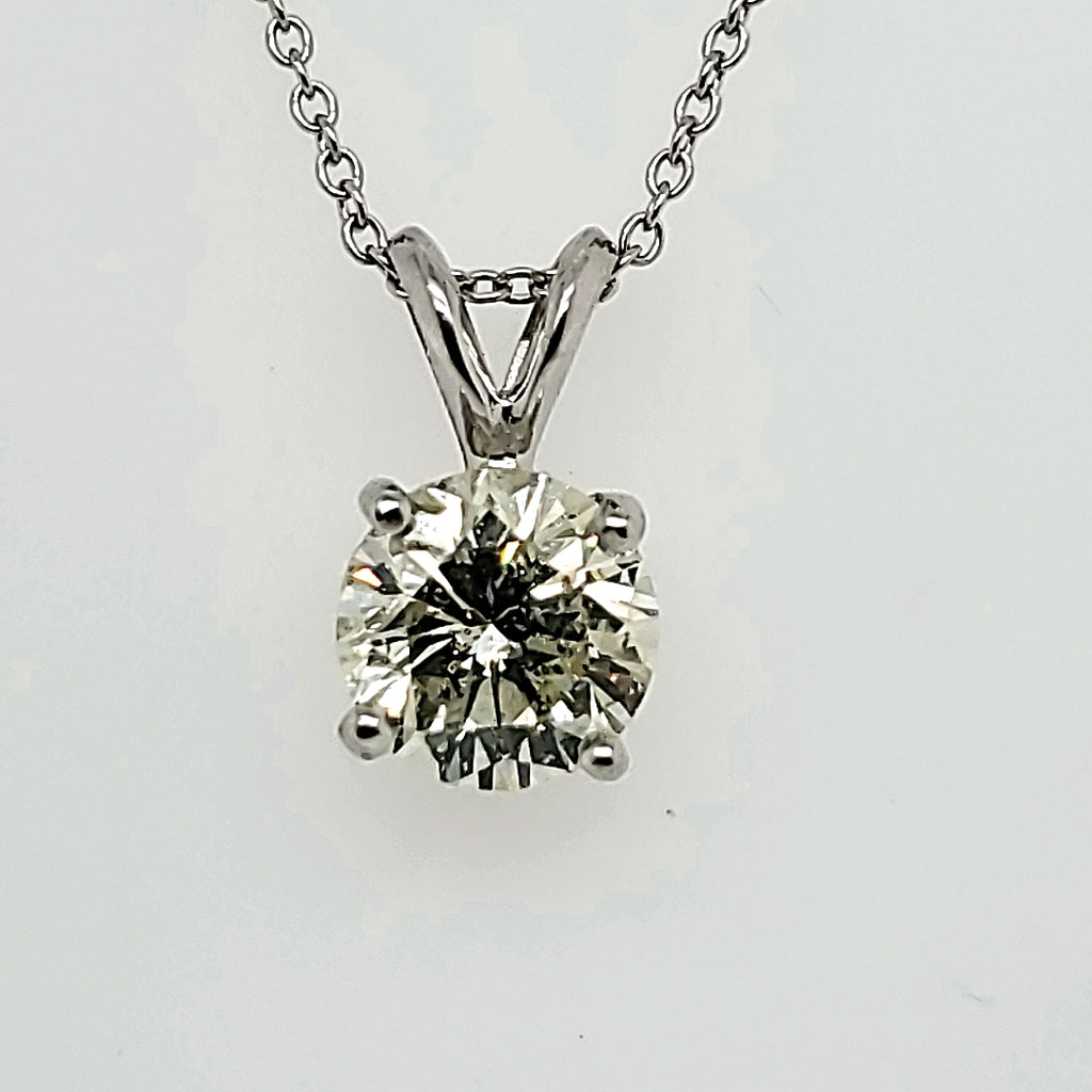 Platinum 1.65 Carat Round Brilliant Cut Diamond Solitaire Pendant
