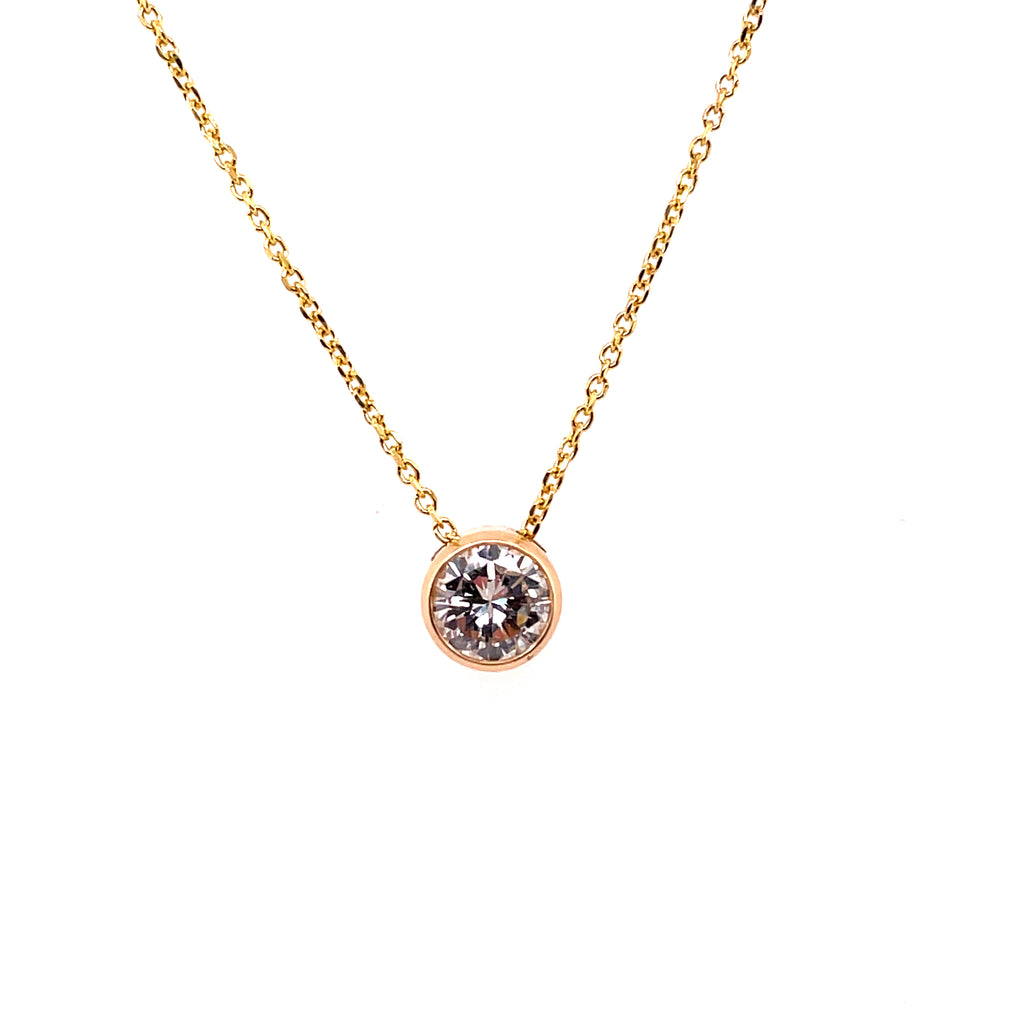 14kt Yellow Gold Bezel Set Diamond Pendant