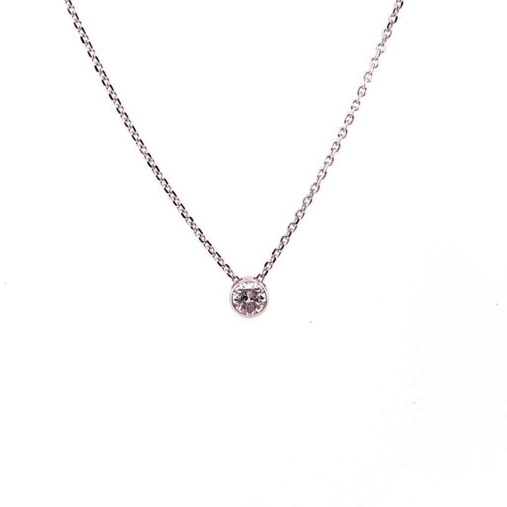 14kt White Gold Bezel Set Diamond Pendant