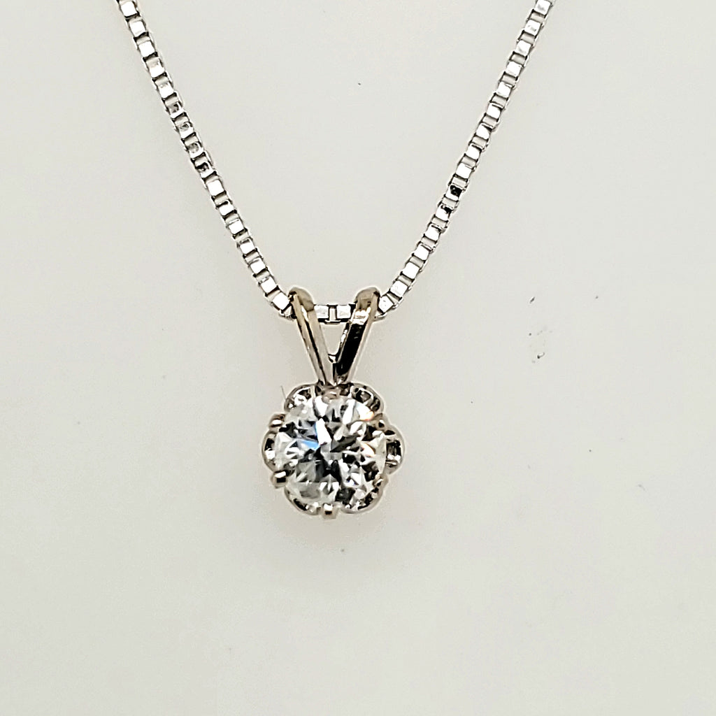 Vintage .40 Carat Round Diamond Drop Necklace