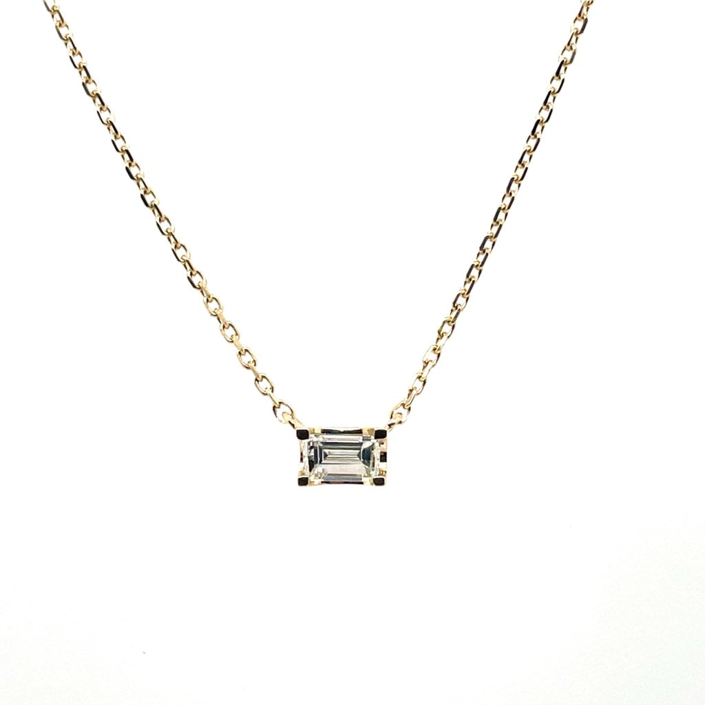 .25 Carat 14Kt Yellow Gold Baguette Cut Diamond Solitaire Pendant