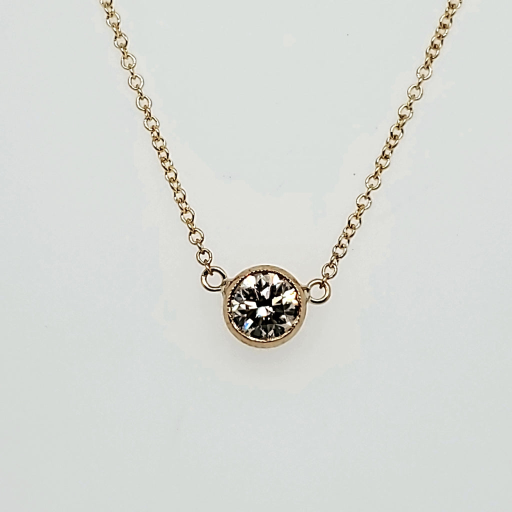 14kt Yellow Gold .52 Carat Bezel Set Diamond Pendant