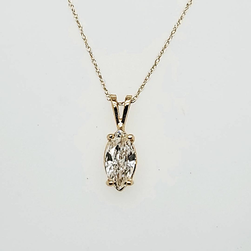 14kt Yellow Gold .58 Carat Marquise Diamond Necklace