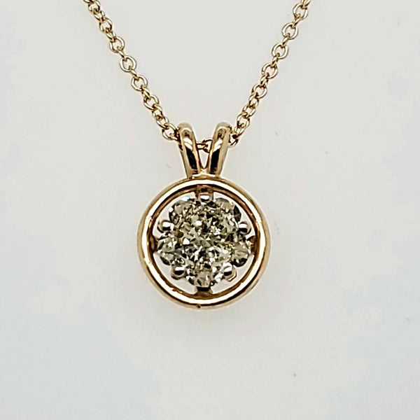 14kt Yellow Gold .58 Carat Flower Cut Diamond Necklace