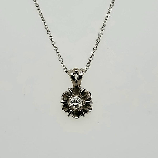 Vintage .15 Carat Round Diamond Drop Necklace