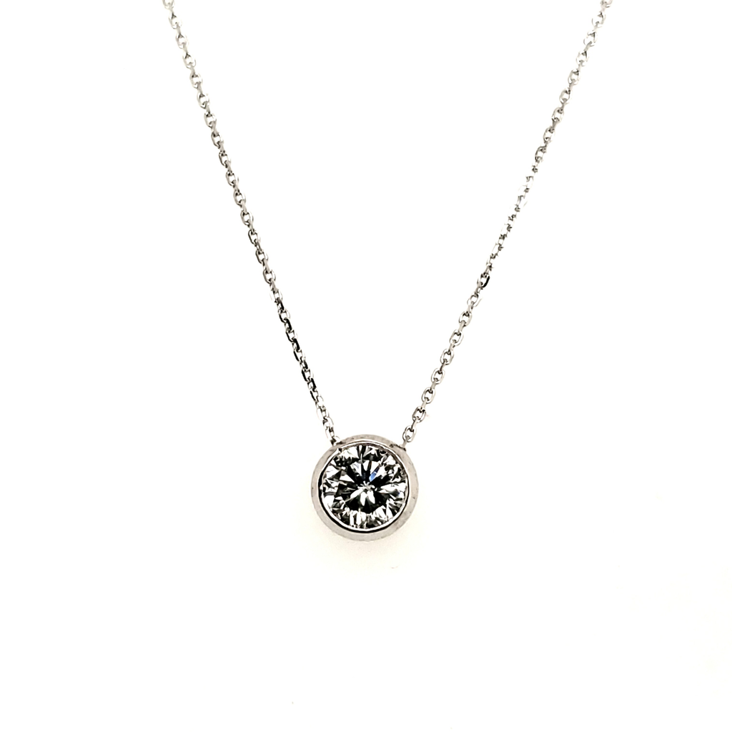 1.00 Carat Round Brilliant Cut Diamond Solitaire Pendant in 14Kt White Gold