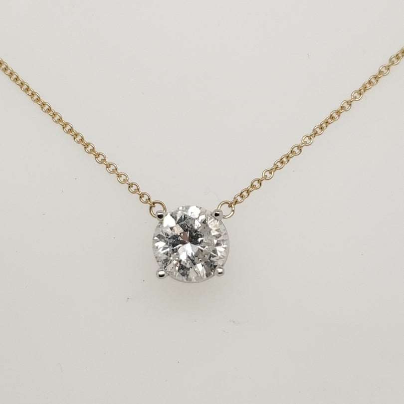 2.19 Carat Round Brilliant Cut Diamond Solitaire Pendant in 14Kt White Gold
