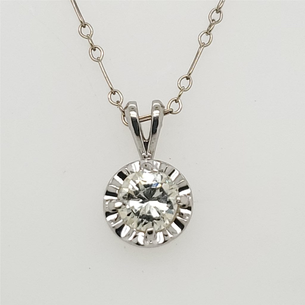 Vintage .60 Carat Round Diamond Drop Necklace