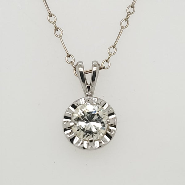 Vintage .60 Carat Round Diamond Drop Necklace
