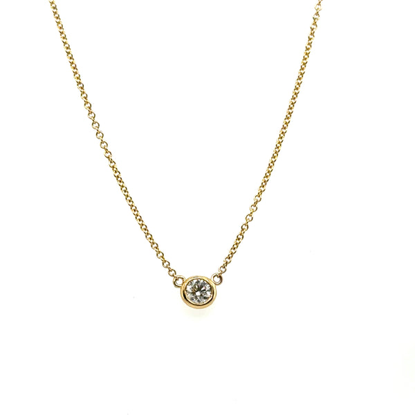 14kt Yellow Gold Bezel Set Diamond Solitaire Necklace