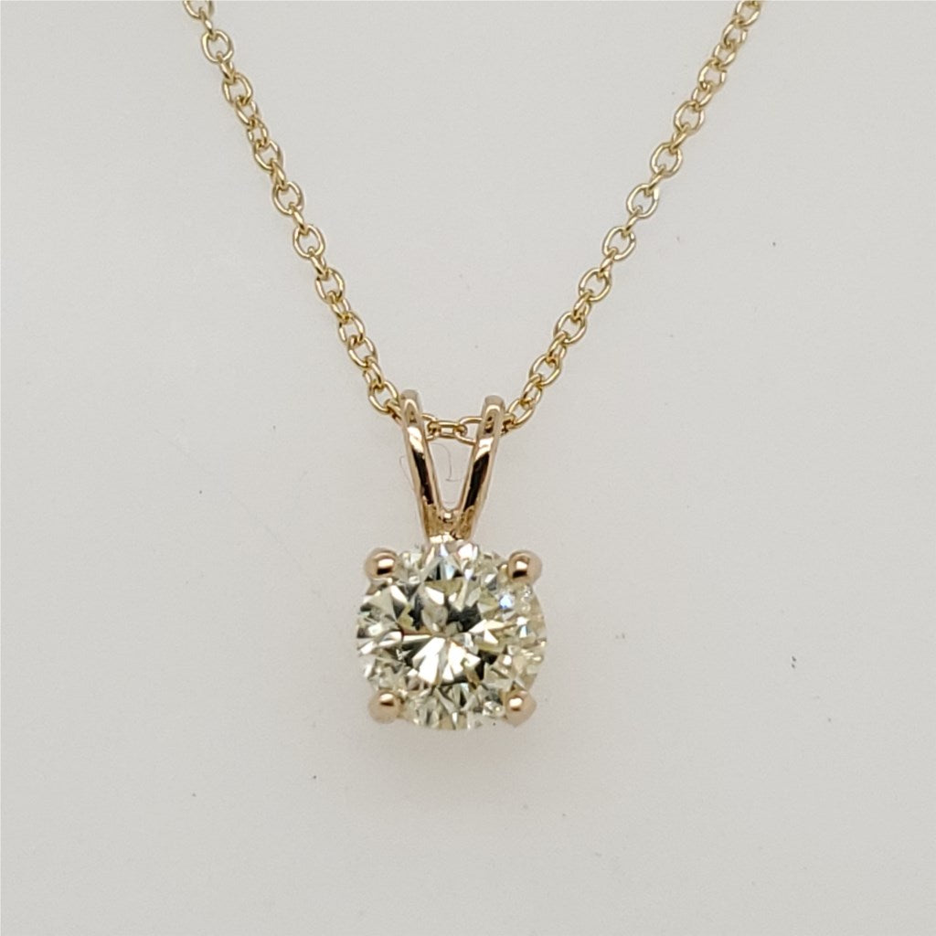 1.00 Carat Round Brilliant Cut Diamond Solitaire Pendant in 14Kt Gold