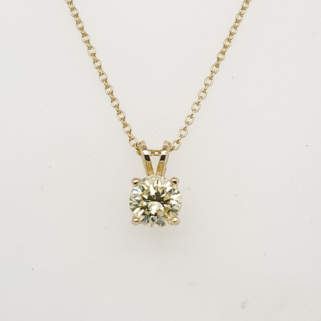 1.02 Carat Round Brilliant Cut Diamond Solitaire Pendant in 14Kt Gold