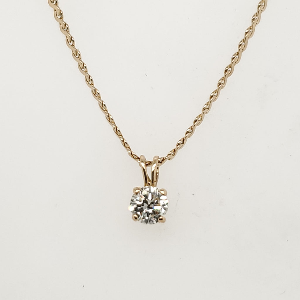 .33 Carat Round Brilliant Cut Diamond Solitaire Pendant in 14Kt Gold