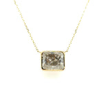 3.94 Ct Radiant Cut Diamond Necklace 14kt Yellow Gold