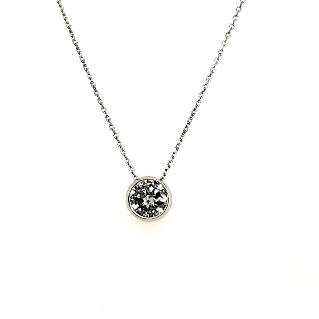 1.00 Carat Round Brilliant Cut Diamond Solitaire Pendant in 14Kt White Gold