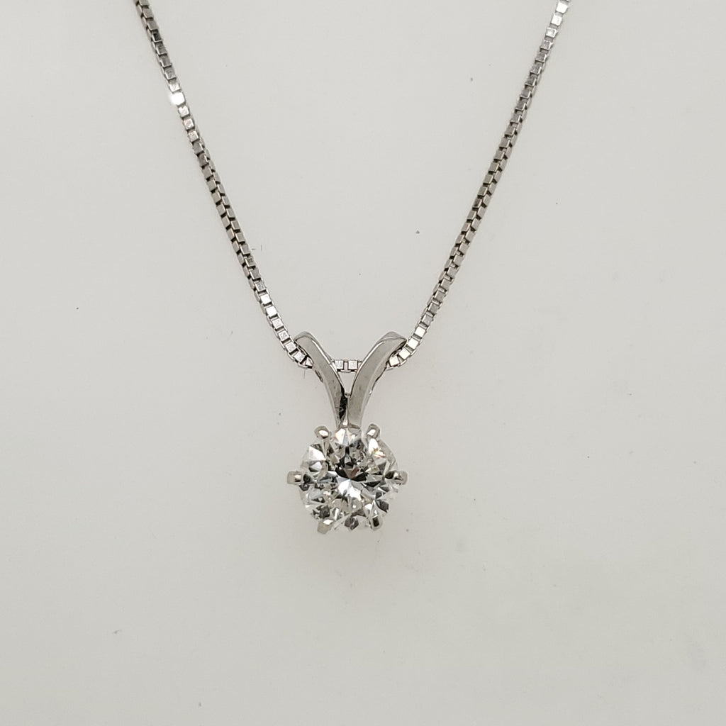 1.00 Carat Round Brilliant Cut Diamond Solitaire Pendant in 14Kt Gold