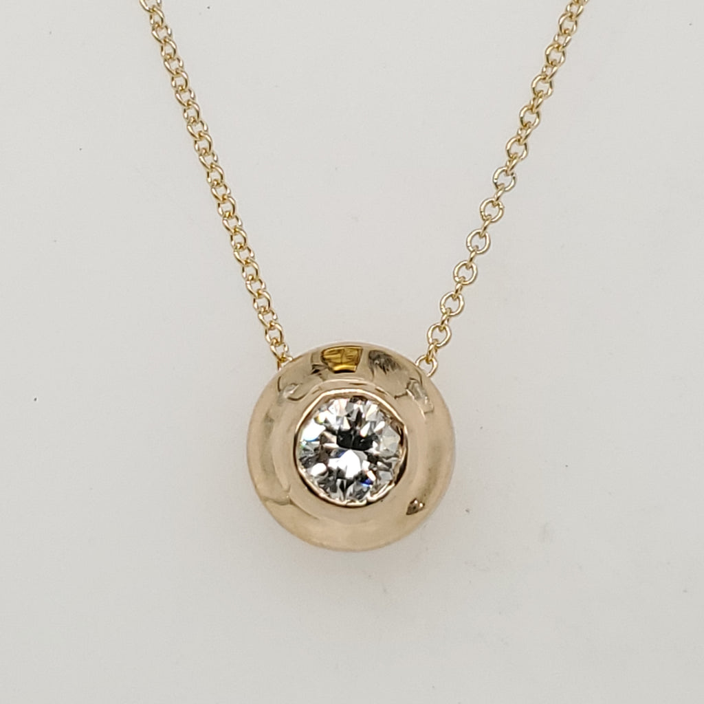 .33 Carat Round Brilliant Cut Diamond Solitaire Pendant in 14Kt Gold
