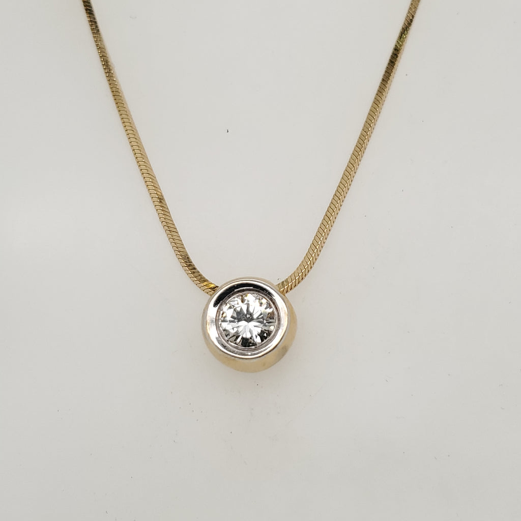 .85 Carat Round Brilliant Cut Diamond Solitaire Pendant in 14Kt Yellow Gold