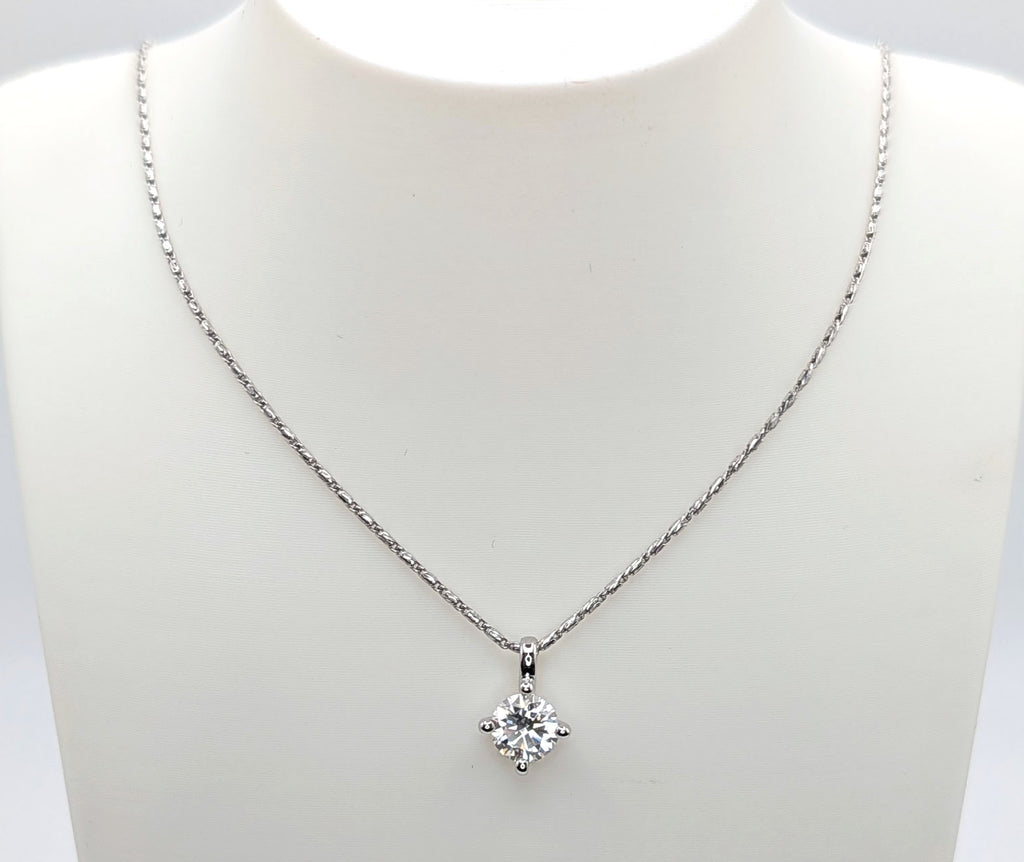 14K White Gold 0.71ct Diamond Solitaire Pendant