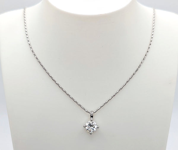 14K White Gold 0.71ct Diamond Solitaire Pendant